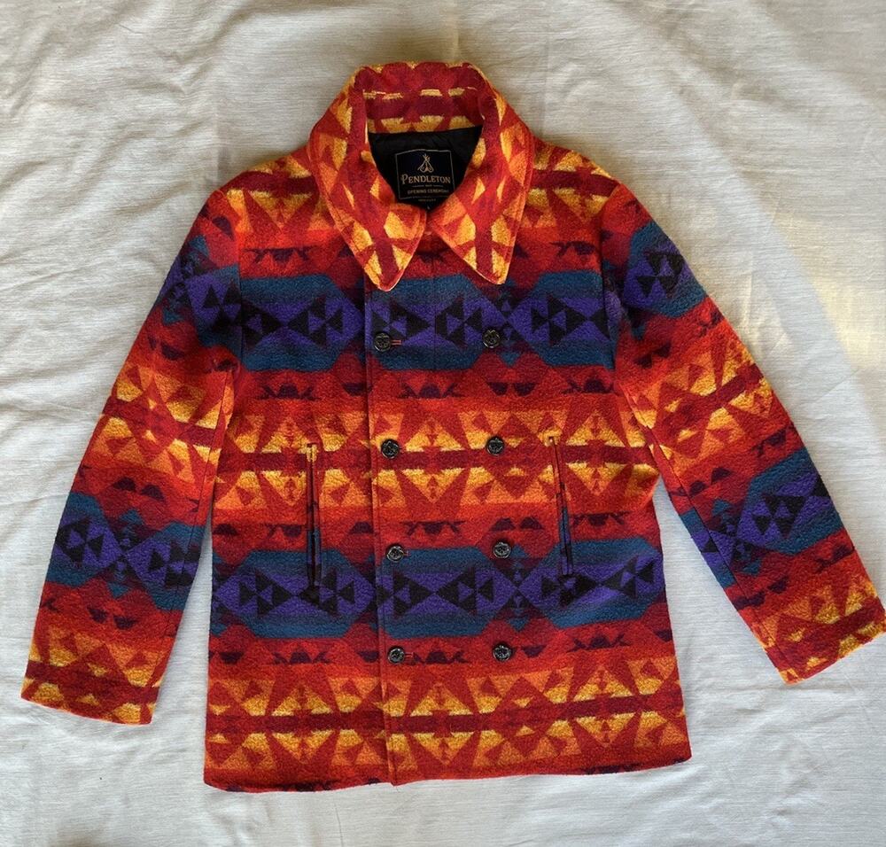 Pendleton Meets Opening Ceremony Women’s L Wool Pea Coat Chief Joseph Aztec Rare